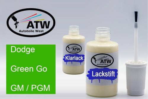 Dodge, Green Go, GM / PGM: 20ml Lackstift + 20ml Klarlack - Set, von ATW Autoteile West.